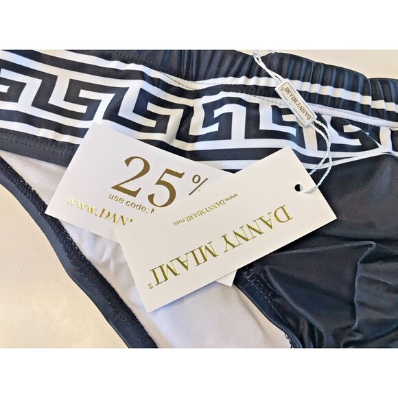 New Men's Danny Miami Black Green Design Bikini Swim Brief S Small Sexy Gay - Picture 6 of 6